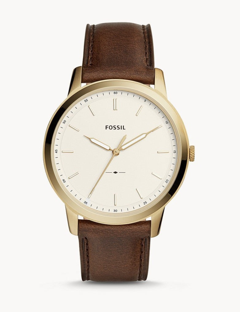 Buy Fossil The Minimalist Gold Dial Brown Leather Strap Watch for Men - FS5397 in Pakistan