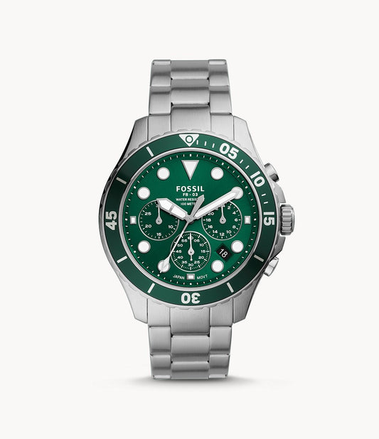 Buy Fossil Men's Chronograph Quartz Silver Stainless Steel Green Dial 46mm Watch FS5726 in Pakistan