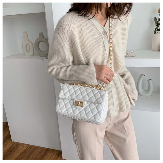 Buy Quilted DockLock Crossbody Bag ~ White in Pakistan