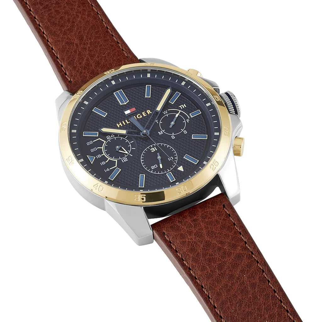 Buy Tommy Hilfiger Mens Quartz Leather Strap Blue Dial 48mm Watch - 1791561 in Pakistan