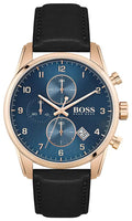 Buy Hugo Boss Mens Quartz Black Leather Strap Blue Dial 44mm Watch - 1513783 in Pakistan