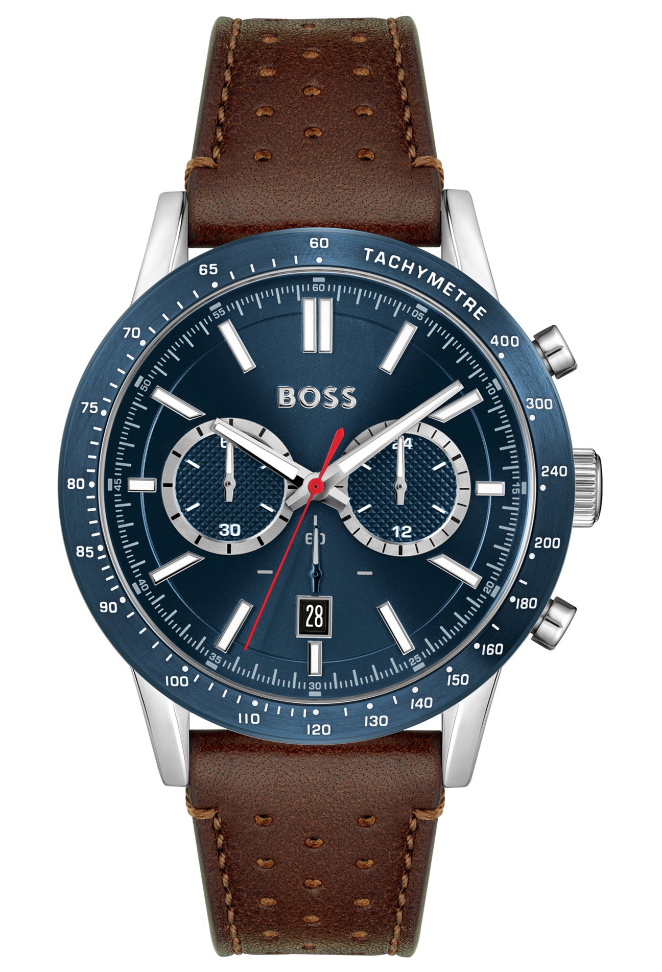 Buy Hugo Boss Allure Quartz Blue Dial Brown Strap Men's Watch - 1513921 in Pakistan