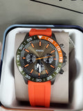 Buy Fossil Men's Chronograph Quartz Orange Silicone Strap Green Dial 45mm Watch BQ2500 in Pakistan