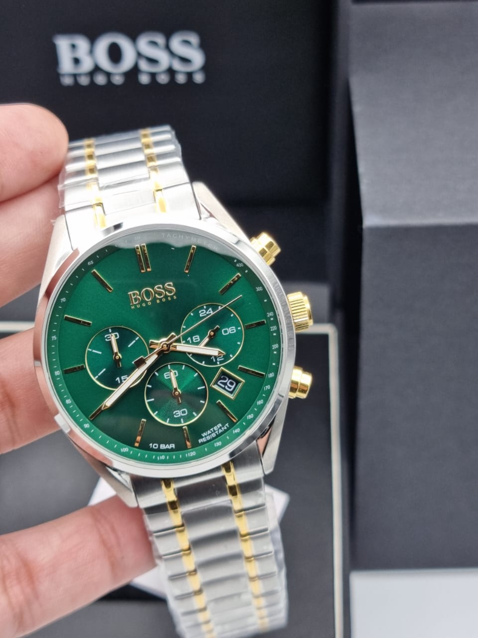 Buy Hugo Boss Mens Quartz Stainless Steel Green Dial 44mm Watch - 1513878 in Pakistan