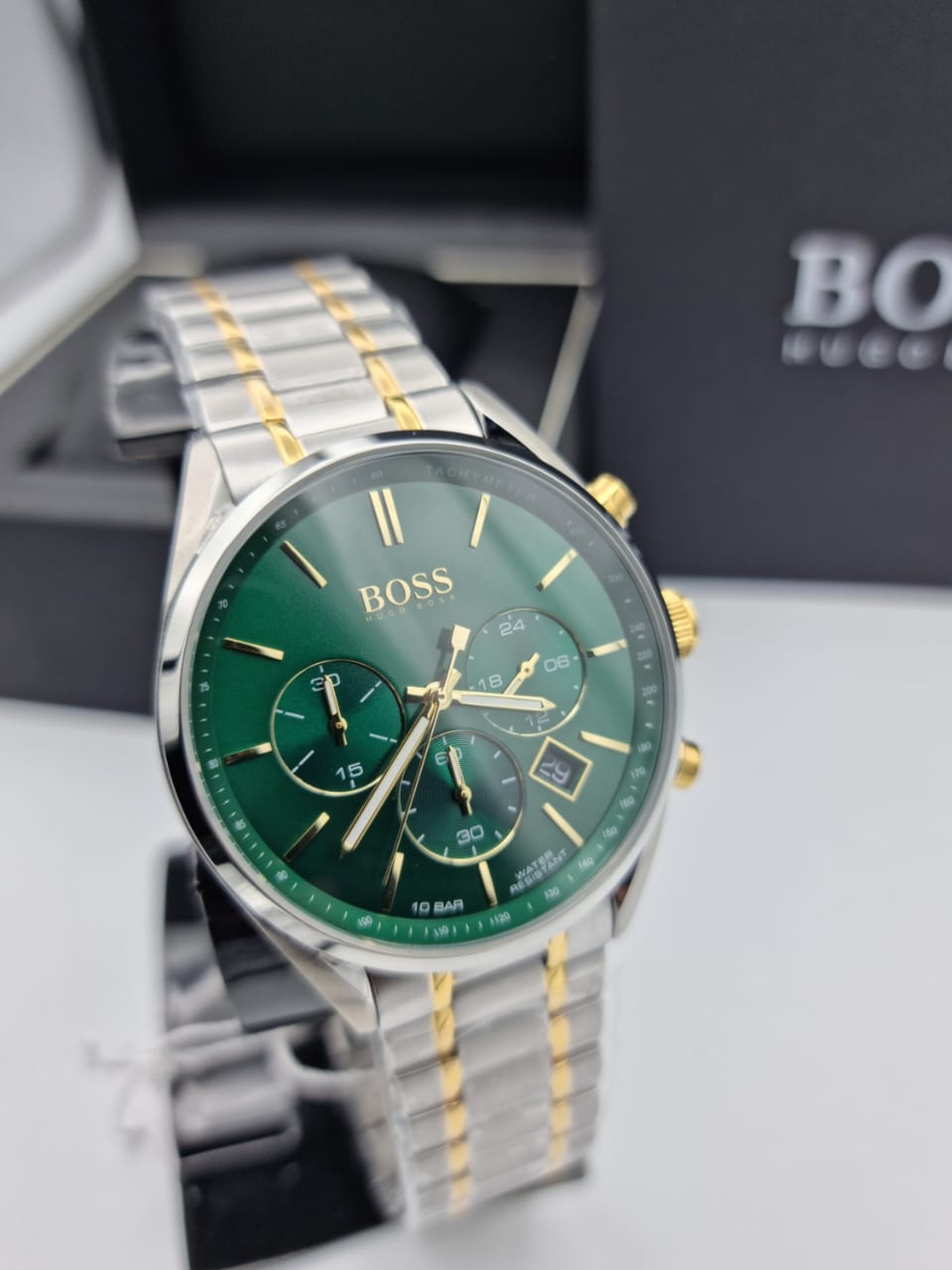 Buy Hugo Boss Mens Quartz Stainless Steel Green Dial 44mm Watch - 1513878 in Pakistan