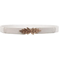 Buy Shein Metal Leaf Decor Buckle Elastic Belt - White in Pakistan