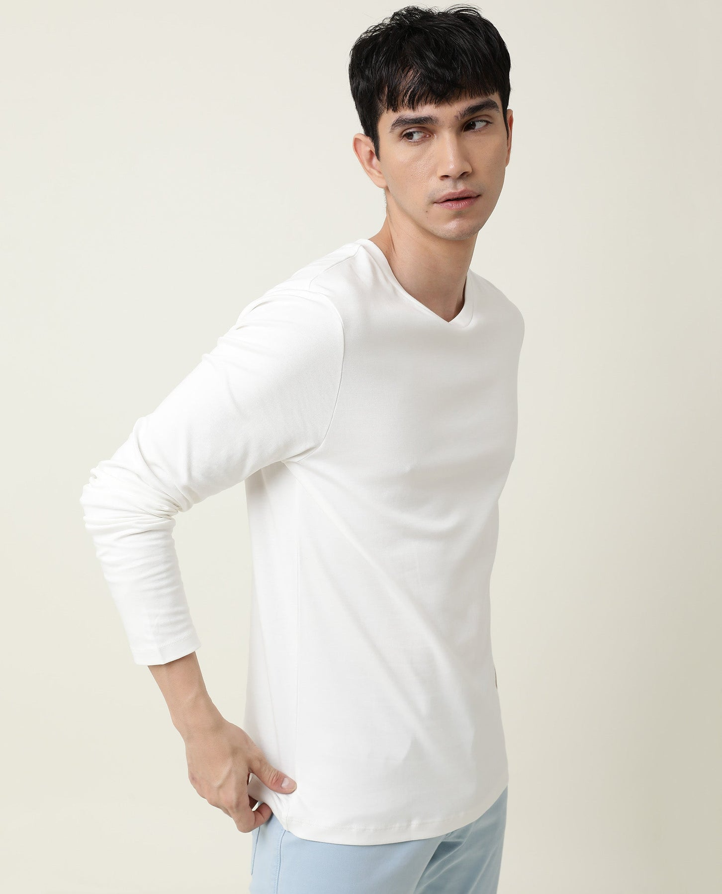 Buy Unisex Basic Full Sleeve T-Shirt - Off White in Pakistan