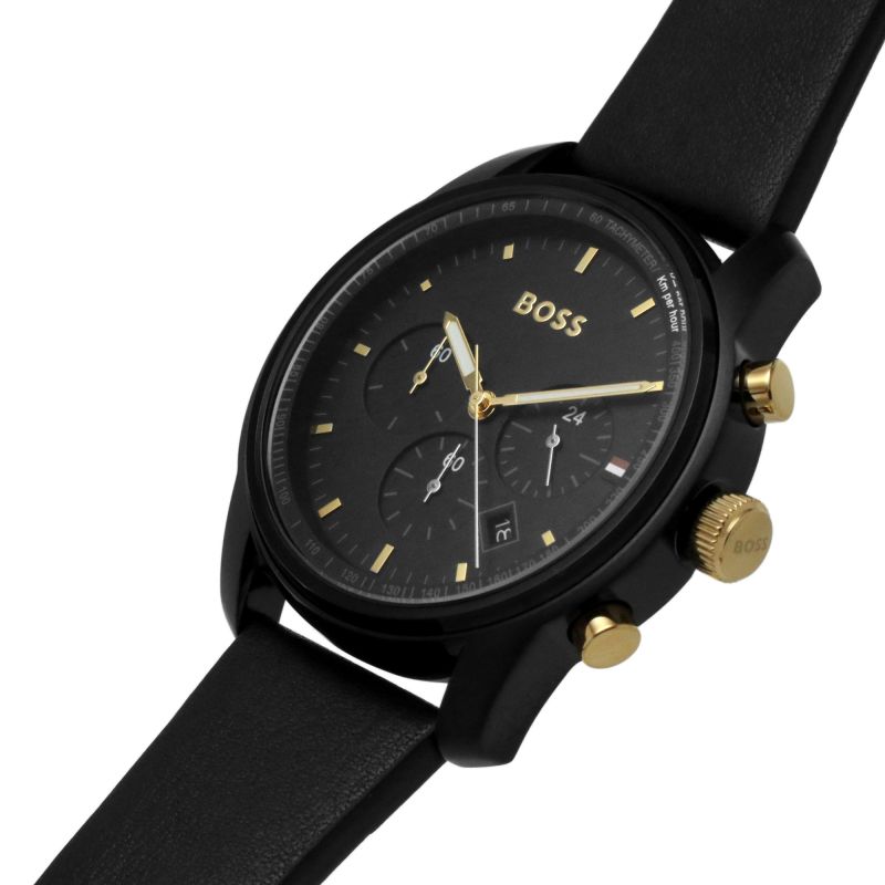 Buy Hugo Boss Men's Chronograph With Black Dial Leather Strap Watch 1514003 in Pakistan