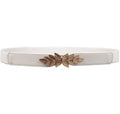 Buy Shein Metal Leaf Decor Buckle Elastic Belt - White in Pakistan