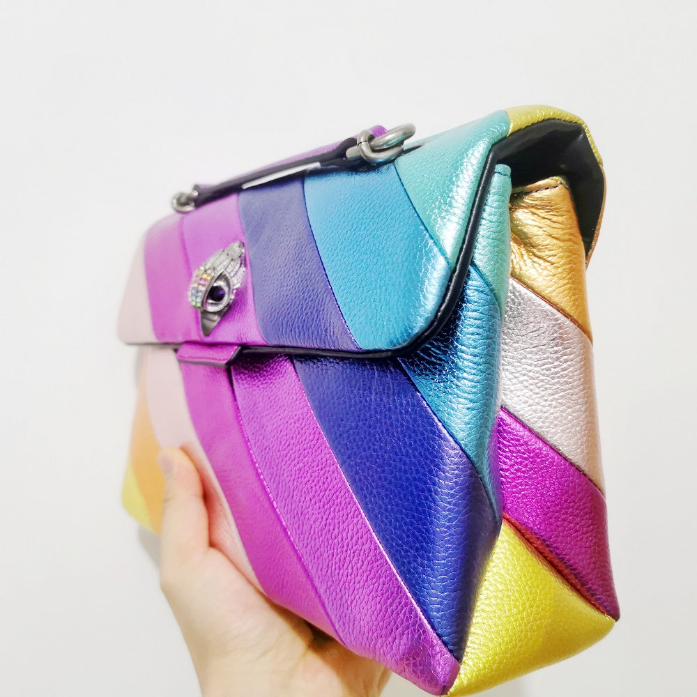 Buy Kurt Geiger London Kensington Stripe Leather Shoulder Bag Medium - Rainbow in Pakistan