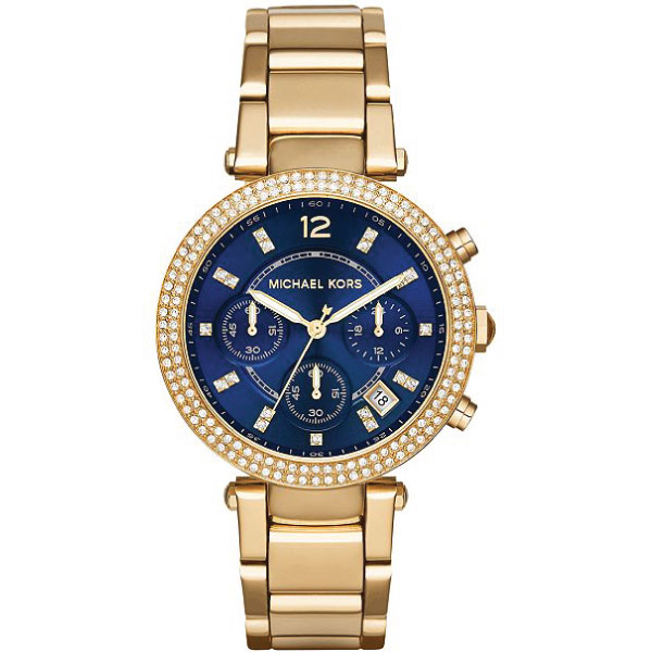 Buy Michael Kors Parker Navy Blue Dial Gold Steel Strap Watch for Women - MK6262 in Pakistan