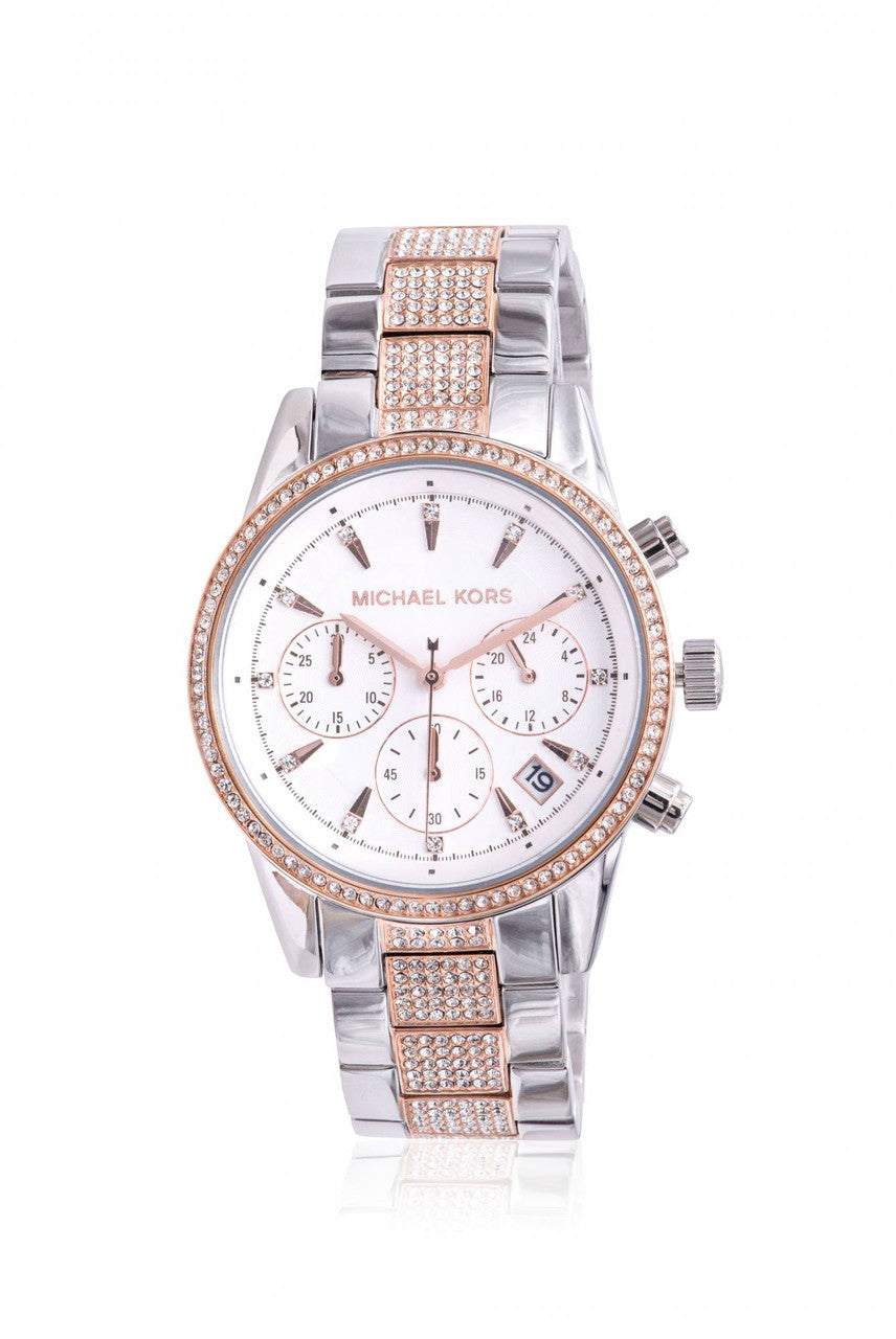 Buy Michael Kors Ritz Chronograph Quartz Crystal Silver Dial Ladies Watch - Mk6651 in Pakistan