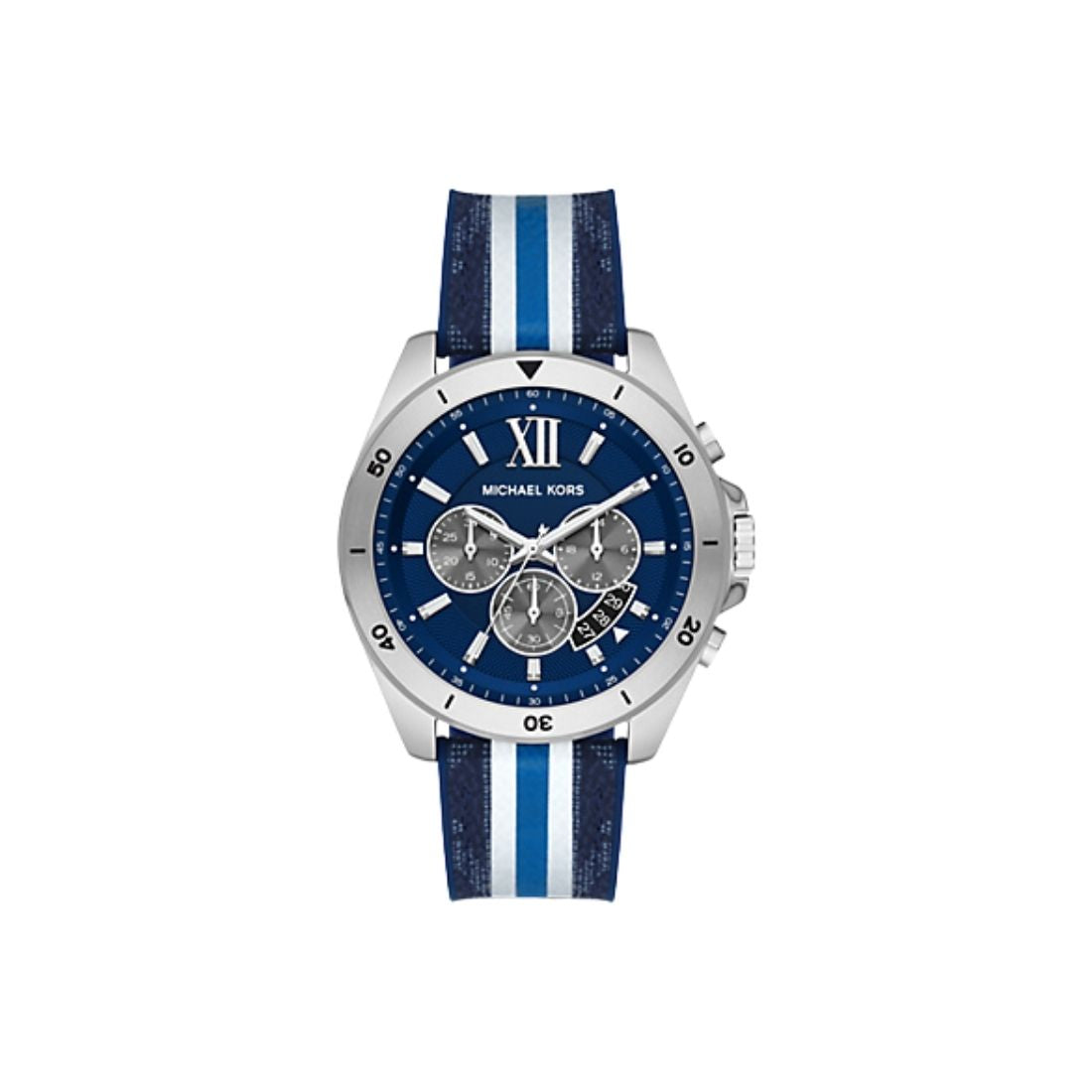 Buy Michael Kors Brecken Chronograph Blue And White PVC Strap Blue Dial Watch for Men - Mk8950 in Pakistan