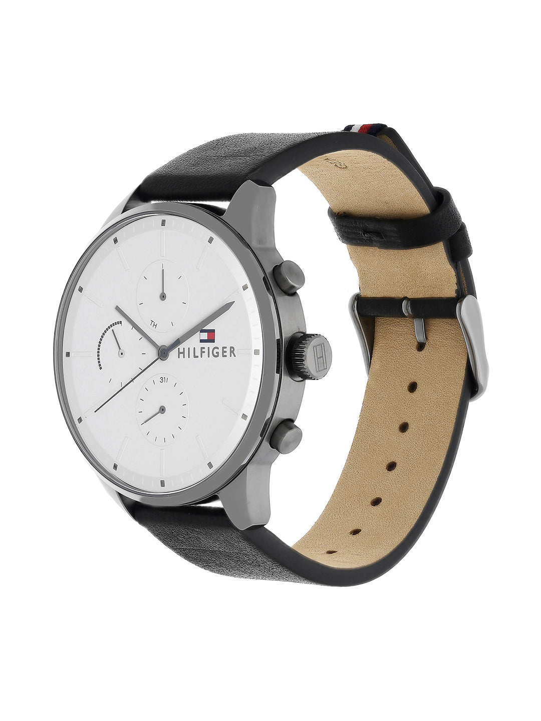 Buy Tommy Hilfiger Chase White Dial Black Leather Strap Watch for Men - 1791489 in Pakistan