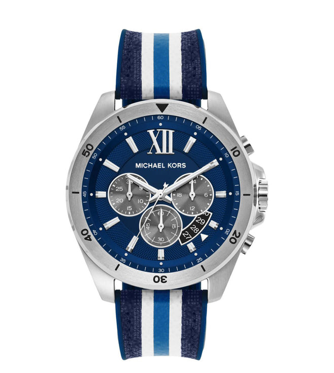 Buy Michael Kors Brecken Chronograph Blue And White PVC Strap Blue Dial Watch for Men - Mk8950 in Pakistan