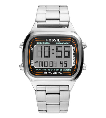 Buy Retro Digital Dial Silver Steel Strap Watch For Men in Pakistan