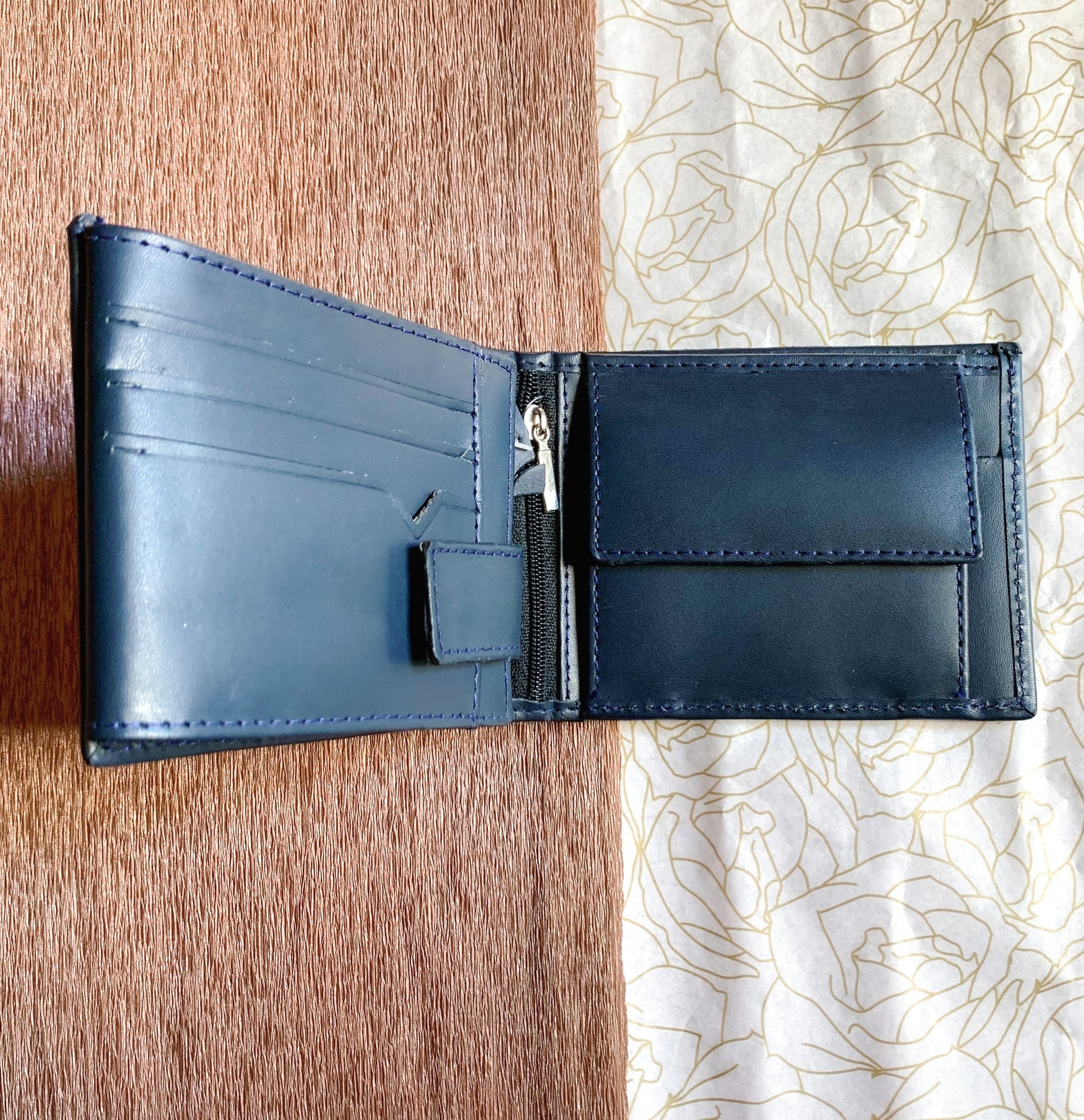 Buy For Men Pure Leather Wallet Trifold - Blue in Pakistan