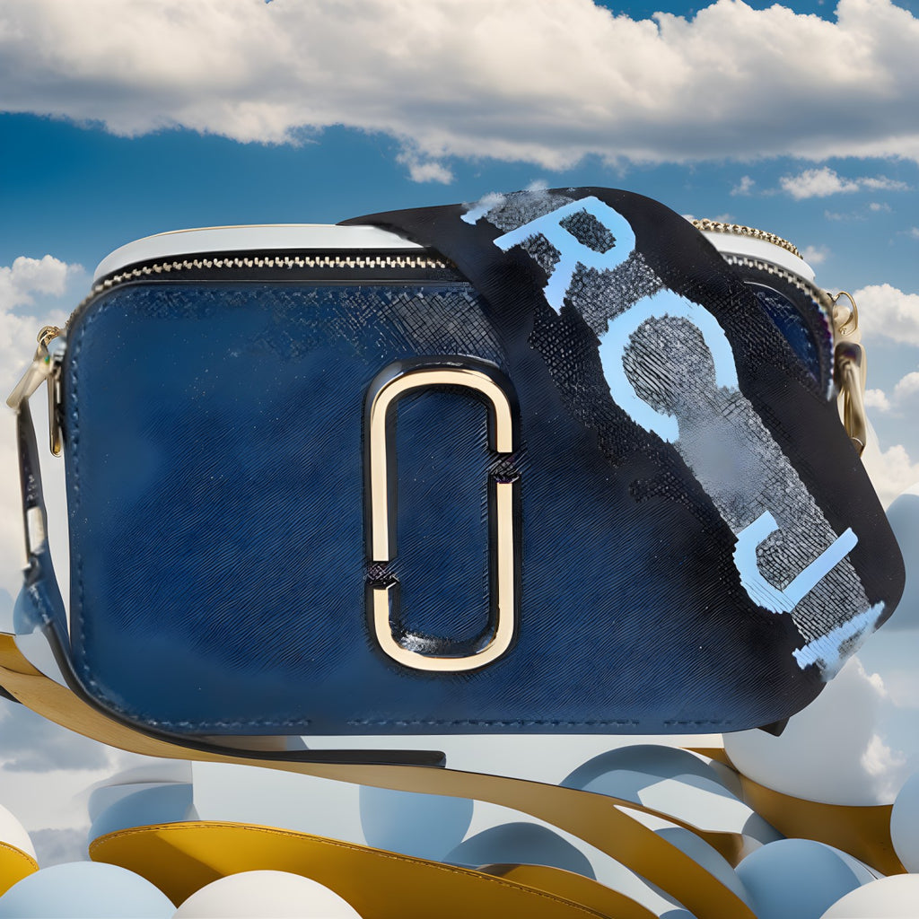Marc Jacobs Logo Strap Snapshot Small Camera Bag Leather Blue Sea/Multi, Camera Bag