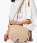 Buy Off-white foldover saddle bag in Pakistan