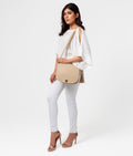 Buy Off-white foldover saddle bag in Pakistan