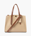 Buy Off-white with brown multi compartment satchel bag in Pakistan