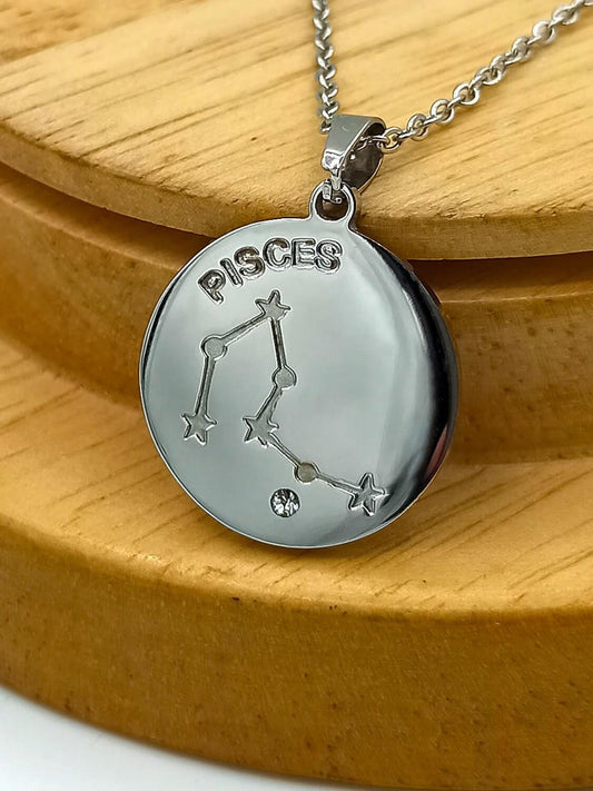 Buy Pisces Zodiac Necklace, Silver Stainless Steel in Pakistan