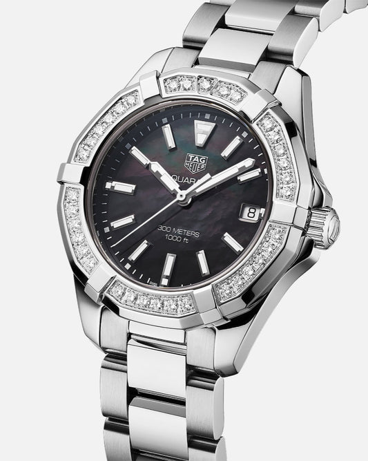 Buy Tag Heuer Aquaracer Black Dial with Diamonds Silver Steel Strap Watch for for Women - WAY131P.BA0748 in Pakistan