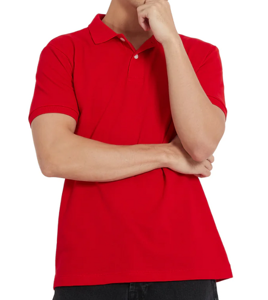 Buy Unisex Basic Plain Polo Shirt - Red in Pakistan