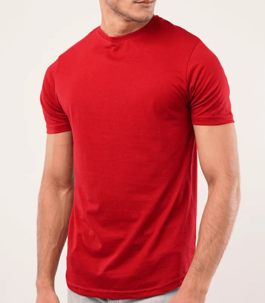 Buy Unisex Plain Crew Neck Short Sleeve T-Shirt - Red in Pakistan