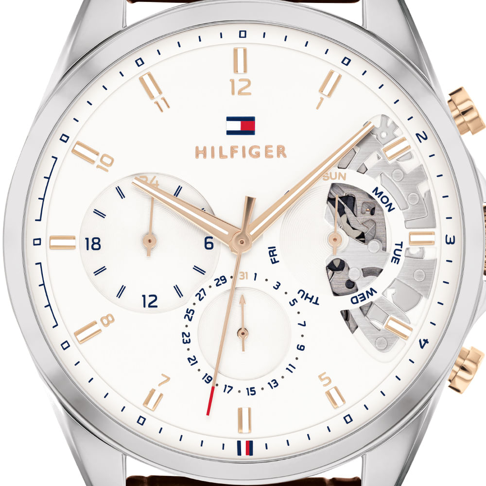 Buy Tommy Hilfiger Mens Quartz Leather Strap Silver Dial 44mm Watch - 1710450 in Pakistan