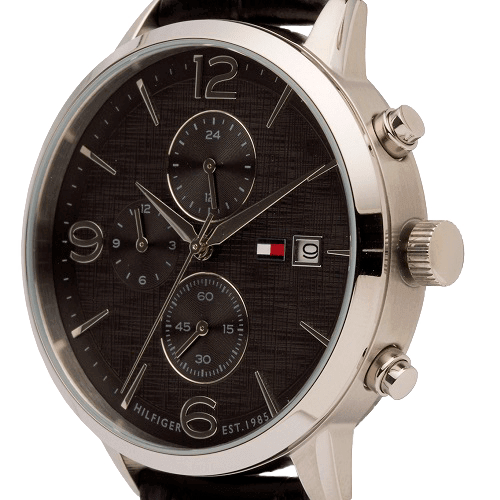 Buy Tommy Hilfiger Casual Grey Dial Black Leather Strap Watch for Men - 1710361 in Pakistan