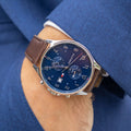 Buy Tommy Hilfiger West Blue Dial Brown Leather Strap Watch for Men - 1791712 in Pakistan