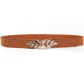 Buy Shein Metal Leaf Decor Buckle Elastic Belt - Brown in Pakistan