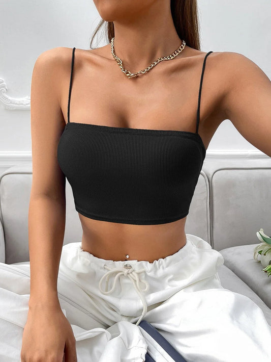 Buy SHEIN EZwear Solid Crop Cami Top in Pakistan