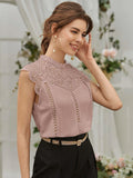 Buy Shein Guipure Lace Panel Keyhole Back Blouse in Pakistan