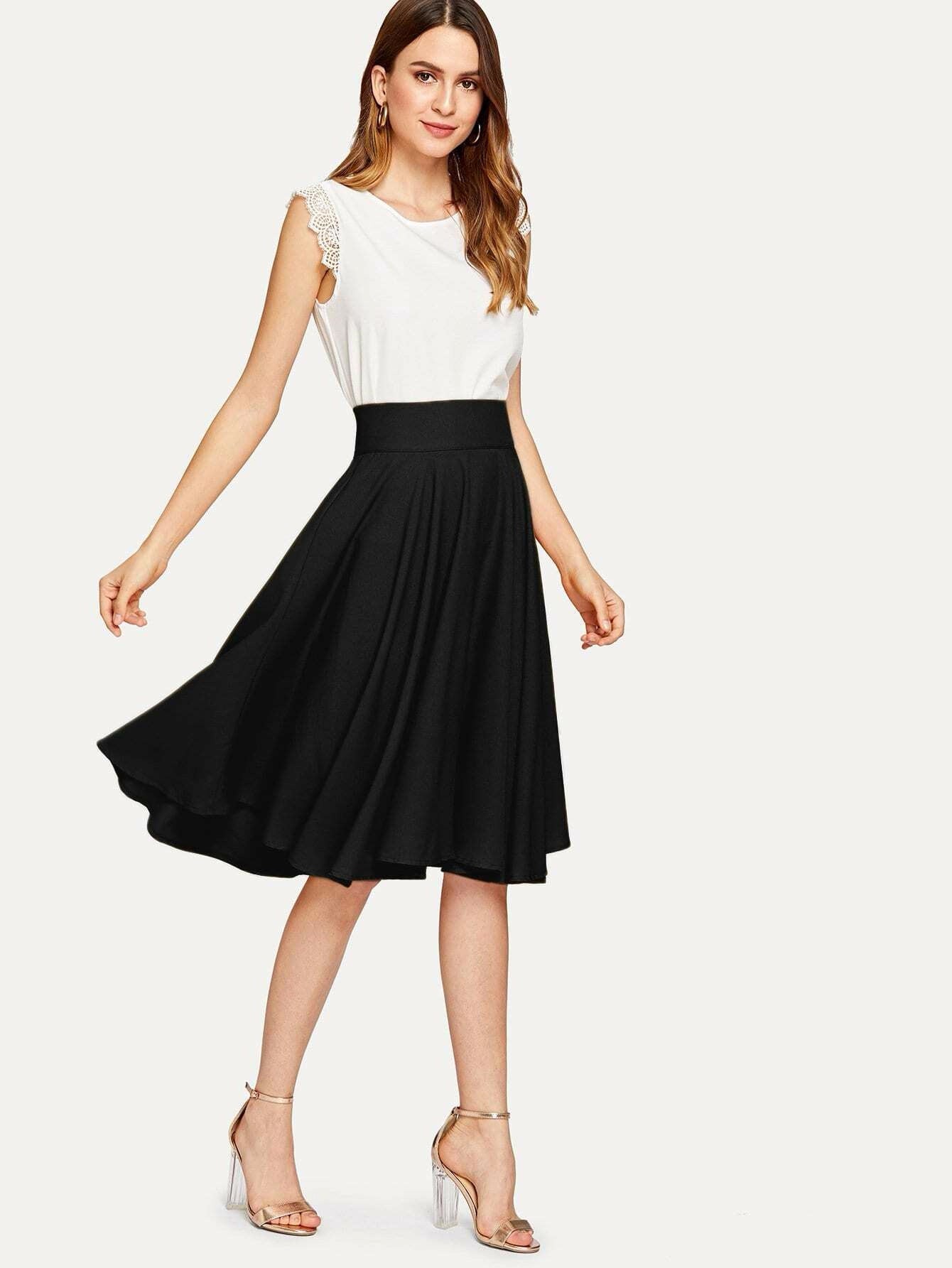 Buy Shein High Rise Wide Waistband Circle Skirt in Pakistan