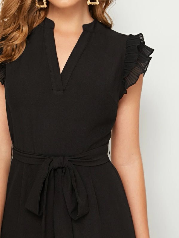 Buy Shein Layered Pleated Sleeve Belted Jumpsuit in Pakistan