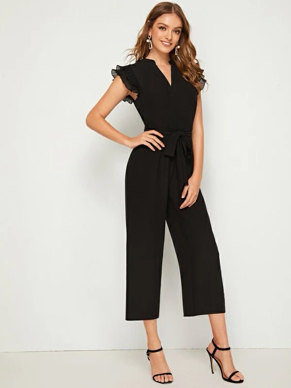 Buy Shein Layered Pleated Sleeve Belted Jumpsuit in Pakistan