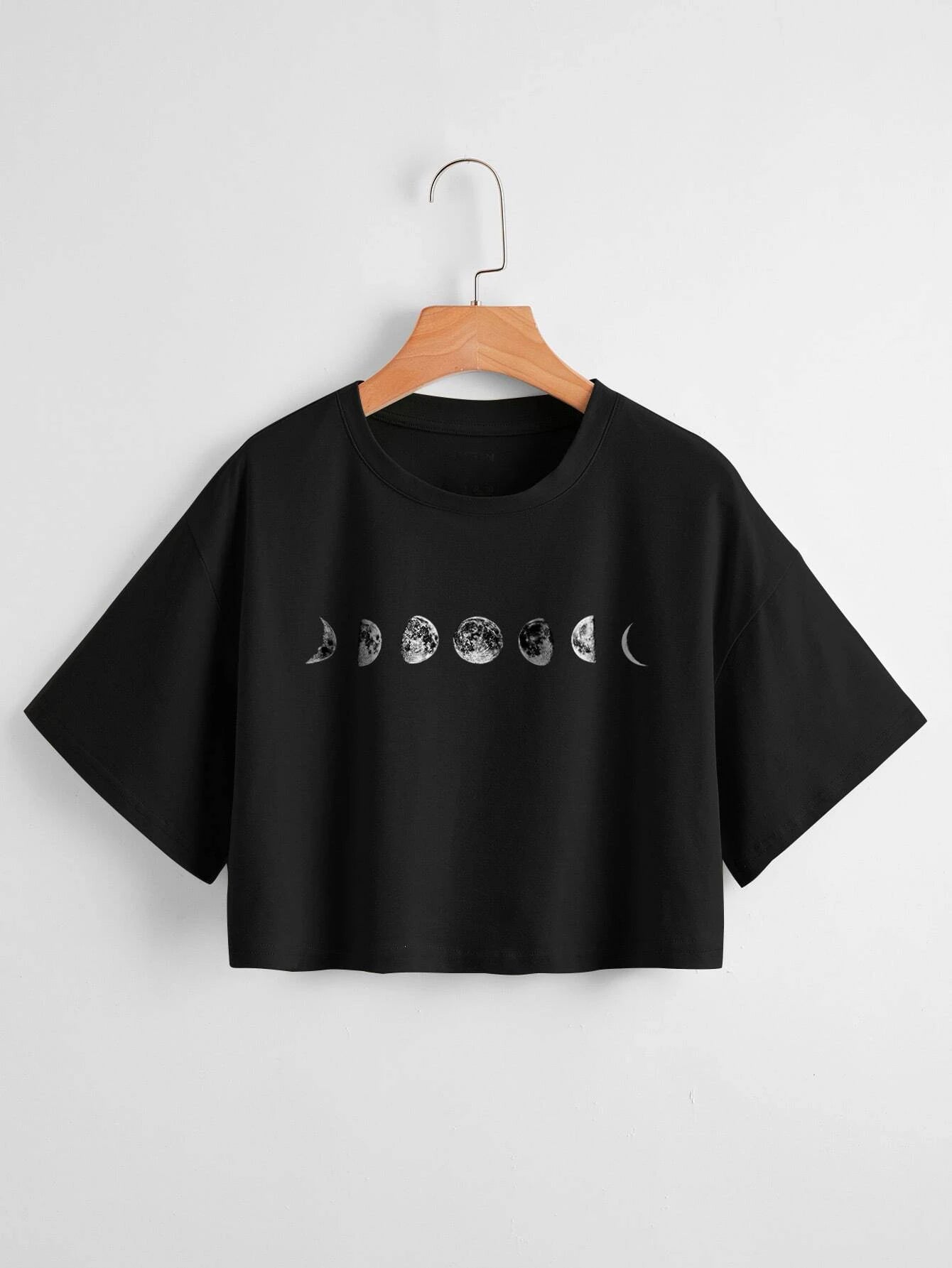 Buy Shein Moon Print Drop Shoulder Tee in Pakistan