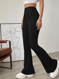 Buy Shein Solid Ribbed Flared Leg Pants in Pakistan