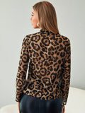 Buy Shein Tie Neck Leopard Chiffon Top in Pakistan