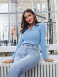 Buy Shein V-neck Solid Rib-Knit Sweater in Pakistan