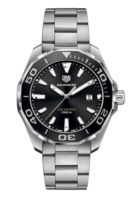 Buy Tag Heuer Aquaracer Black Dial Silver Steel Strap Watch for Men - WAY101A.BA0746 in Pakistan