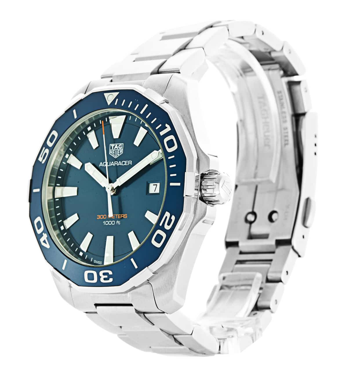 Buy Tag Heuer Aquaracer Blue Dial Silver Steel Strap Watch for Men - WAY101C.BA0746 in Pakistan