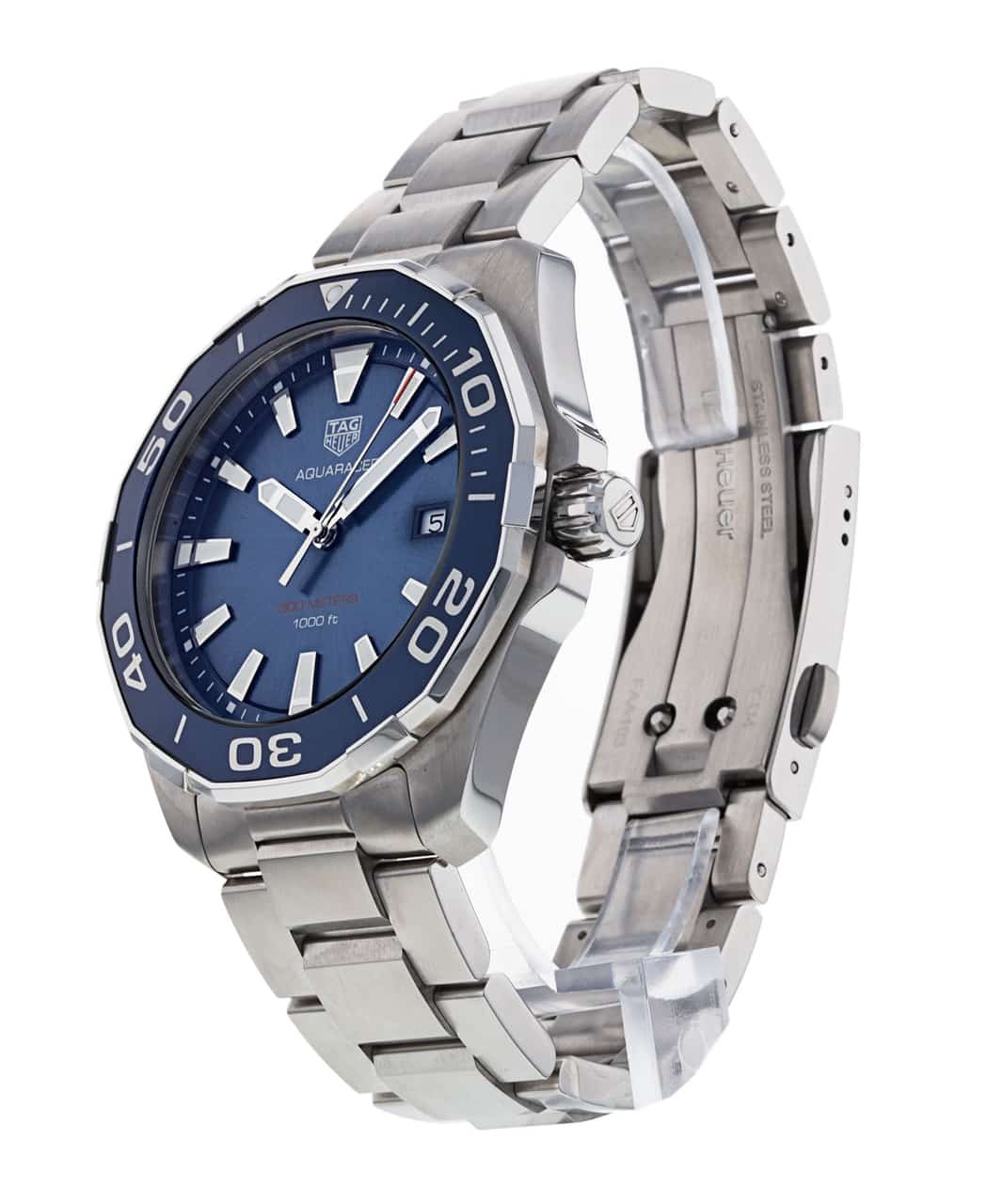 Buy Tag Heuer Aquaracer Blue Dial Silver Steel Strap Watch for Men - WAY101C.BA0746 in Pakistan