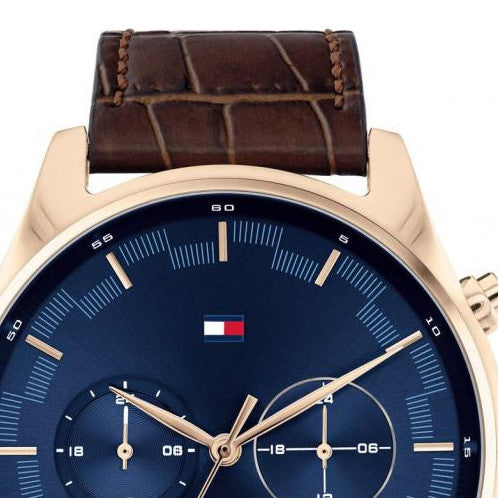 Buy Tommy Hilfiger Mens Quartz Leather Strap Blue Dial 44mm Watch - 1710423 in Pakistan