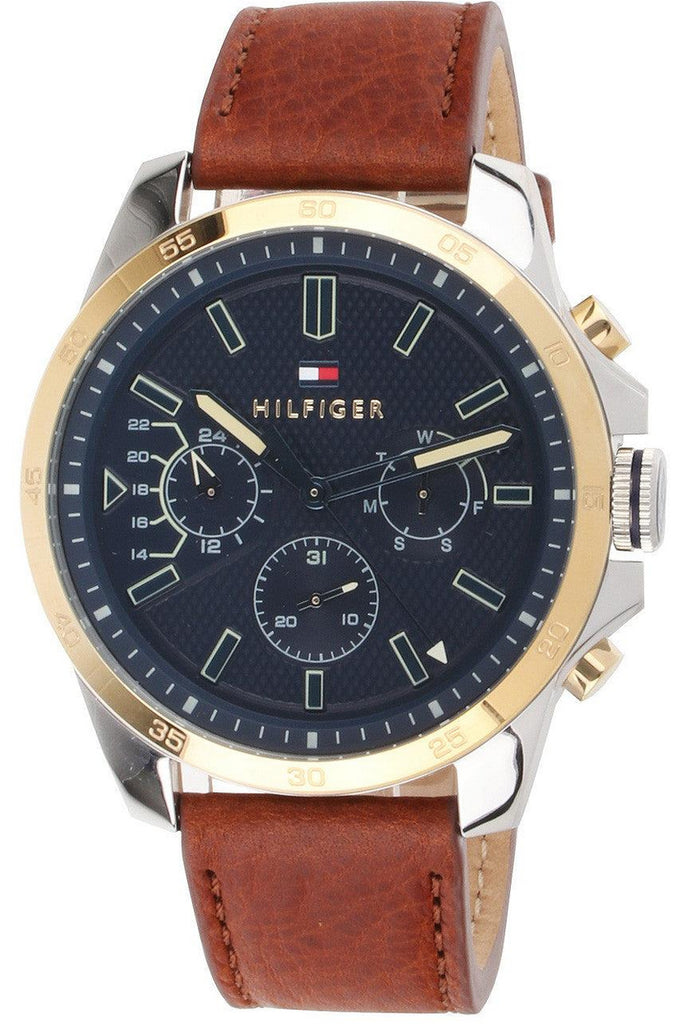 Buy Tommy Hilfiger Mens Quartz Leather Strap Blue Dial 48mm Watch - 1791561 in Pakistan