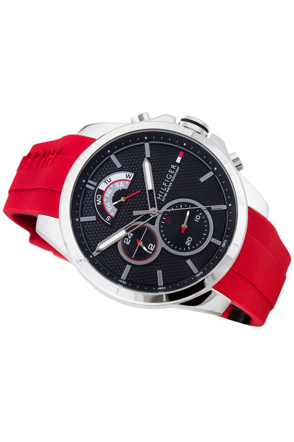 Buy Tommy Hilfiger Mens Quartz Silicone Strap Black Dial 46mm Watch - 1791351 in Pakistan