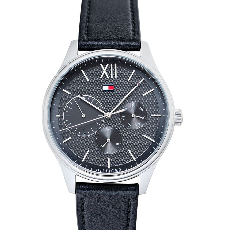 Buy Tommy Hilfiger Damon Grey Dial Black Leather Strap Watch for Men - 1791417 in Pakistan