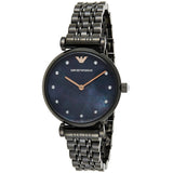 Buy Emporio Armani Gianni T Bar Blue Mother of Pearl Dial Black Steel Strap Watch for Women - AR11268 in Pakistan